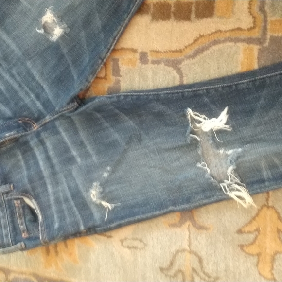 Distressed Current Elliott dark denim cropped jeans - Picture 5 of 7